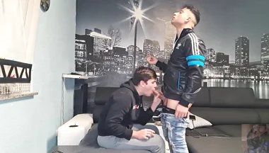 Smoking scally boy cock sucking