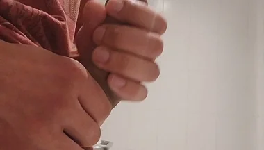 Cumshow in the Bathroom at Work