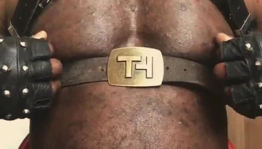 Black Muscle Close up Harness Belted Titplay