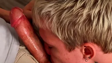 Guy with Huge Cock Fucks Young Guy Deep in Throat and Fills His Tight Ass with Cum