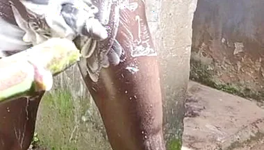 Outdoor Shower Takes Into Wide Cumshots