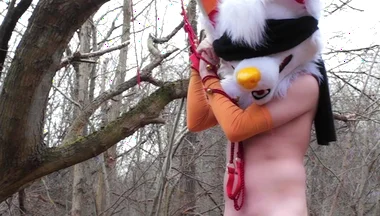 Bondaged Young Twink Piss in Forest