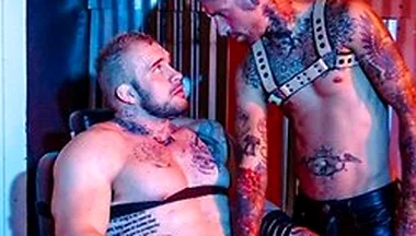 Sub Bitch Caged & Railed By Tatted Hunk - Davin Strong, Ryan Sebastian