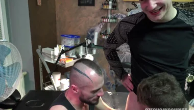 Czech Gay Couples 8 Tattoo Shop Gangbang - Tough Guy’s Hairy Hole Gets Jackhammered