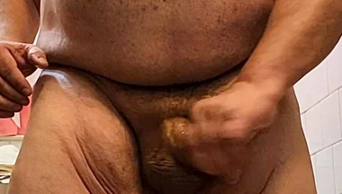 Bubba Bear Cums in the Bathroom