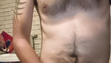 Big Dick Wanking and Smoking Topless