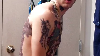 Face Tatted Dildo Fucking