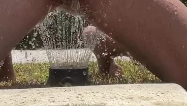 Cum with Water in the Garden