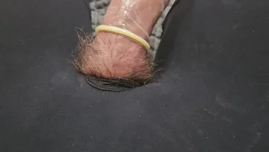 Small Femboy Crossdresser Cums Inside His Condom After Jerking off