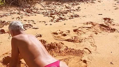 Ladysilva on the Beach Very Sexy in Red Panties