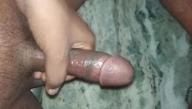 Man in Bathroom Doing Masturbating and Playing with Dick