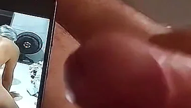 Ladysilva Masturbating Her Hot Cock Watching Her Video on Her Cell Phone