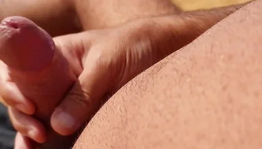 Ladysilva Jerking off His Big Hot Cock Until He Grasps on the Deserted Beach