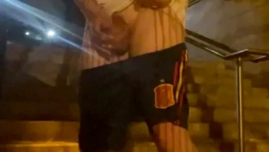 Amateur Straight Boy Caught Pissing in the Street