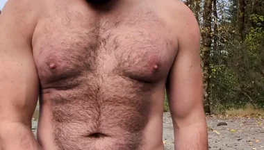 Milking a Load on a Beach in the Woods