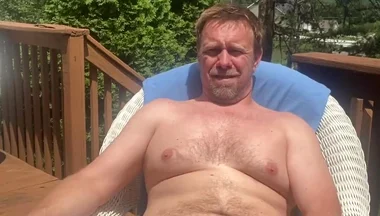 Catch Stepdaddy Outside Jerking His Cock Imbibe Smoking Busting His Nut