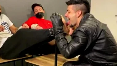 Tickle with tongue leather biker