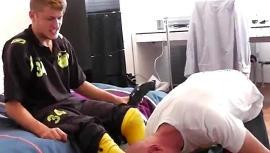 Soccer master stinky feet socks licking