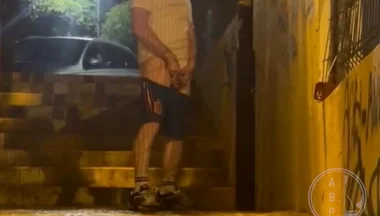 Straight Boy Caught Peeing in the Street for the Second Time in the Same Night - Homemade Video