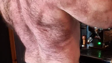 Muscle Bear Has Coffee