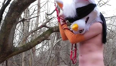 Bondaged Young Twink Piss in Forest