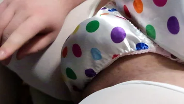 Rainbow Polka Dot Satin Thong Play