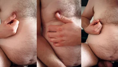 Playing Hard with My Hairy Nipples and Showing off Fat Belly
