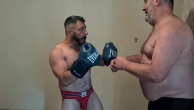 Silver Stepdaddy Boxer Vs. Gouine Wrestler Body Shot Challenge (small X Big)