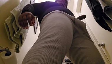 Black Stepdaddy Nuts in Bathroom After Work