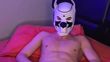 Pup Mask Twink Uses Buttplug and Gets off