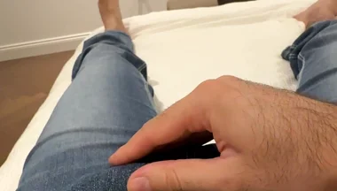 POV Solo Masturbation in Blue Jeans - Cumming in Fleshlight