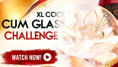 Cock Squirts in the Cum Glass at the Gloryhole