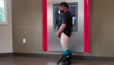 Jerking off at Bank