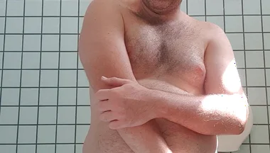 Nude Boy in Pubblic Bathroom