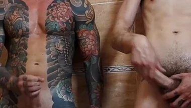 My Stepsister's Boyfriend Catches Me in the Bathroom and We Masturbate Together
