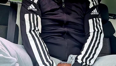 Chav-lad in a Tracksuit and White Socks Outside in Public Fun