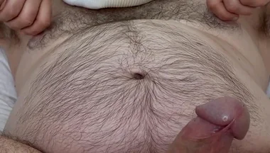 Big Bear Dirty White Briefs Over His Head and Sniffs It Until He Cums. Playing with Nipples, Showing off Big Feet aånd Moaning