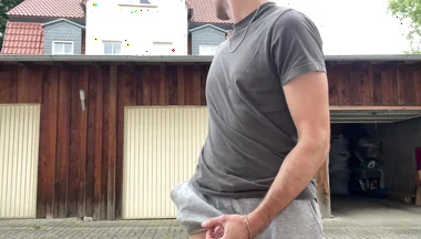 Russian Boy Plays with His Cock on the Terrace. Very Risky
