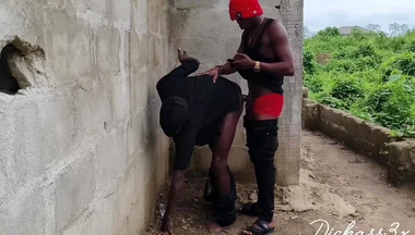 Banging Bus Ebony Slime Waist Outside Uncompleted Building Doggy