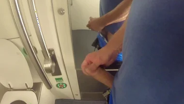 Got Horny on the Train and Jerked off in the Toilet. Unfortunately, There Wasn't Enough Time to Cum.