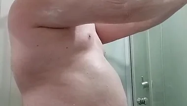 I Wax, Shower, Masturbate, Wick My Feet, Cum and Swallow My Cum in the Shower