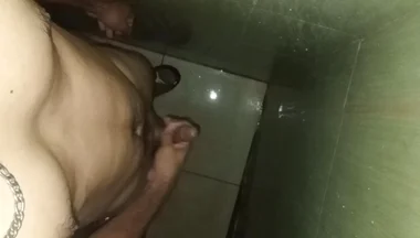 Hairy Slim Man Masturbates in the Shower at Home