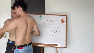 I'm Late to Class Because I Sucked Dicks in the College Bathroom, and to Make It up to My Teacher, I Let Him Fuck My Ass.