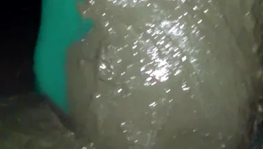 POV Pissing my nylon pantyhose leotard and mud play.