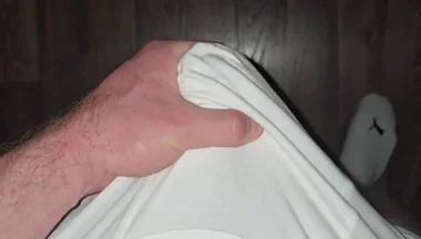 Heavy Load! German-russian Squirts Through the Fabric of the White Ck Boxers!