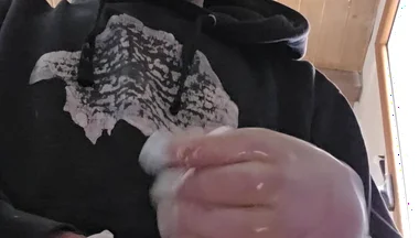 Straight Boy Jerks off on the Construction Site with Latex Gloves.