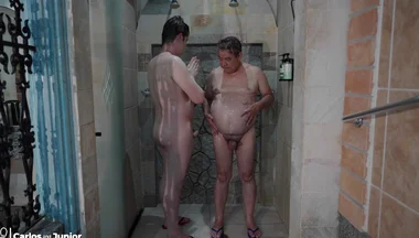 Stepdaddy Taking a Shower with His Boy