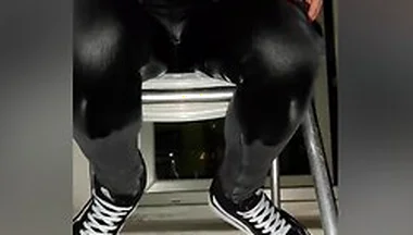 Pissing Skinny Jeans On Balcony
