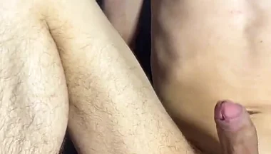 Twink Stretches His Ass with a Dildo and Jerks off a Huge Cock