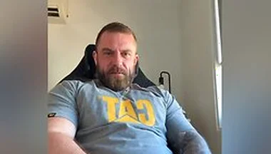 Built Aussie Bloke Edges In Office Chair & Explodes Pov All Over Your Face